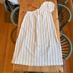 Madewell One Shoulder Dress in Blue and White